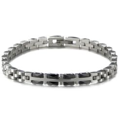***COI Titanium Silver/Black/Gold Tone Silver Cross Bracelet With Steel Clasp(Length: 7.87 inches)-00200AA