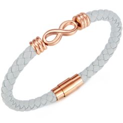 ***COI Rose Titanium Infinity Genuine Leather Bracelet With Steel Clasp(Length: 7.48 inches)-00204AA