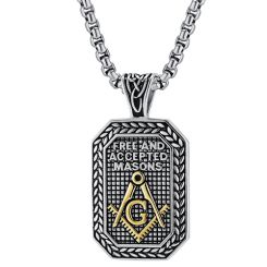 ***COI Titanium Silver/Gold Tone/Silver Gold Tone Masonic Freemason Pendant-00214AA
