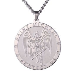 ***COI Titanium Gold Tone/Silver Saint Michael Protect Us Pendant-00224AA