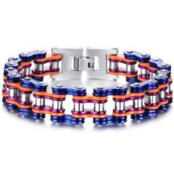 ***COI Titanium Blue Purple Orange Silver Bracelet With Steel Clasp(Length: 8.46 inches)-00230AA