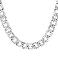 ***COI Titanium Cubic Zirconia Necklace With Steel Clasp(Length; 21.65 inches)-00237AA