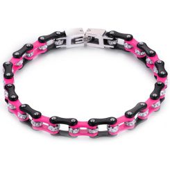 ***COI Black Titanium Rose Ceramic Cubic Zirconia Bracelet With Steel Clasp(Length: 8.26 inches)-00238AA