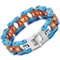 ***COI Titanium Blue Orange Ceramic Bracelet With Steel Clasp(Length: 8.46 inches)-00243AA