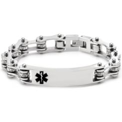 ***COI Titanium Medical Alert Cubic Zirconia Bracelet With Steel Clasp(Length: 8.27 inches)-00250AA