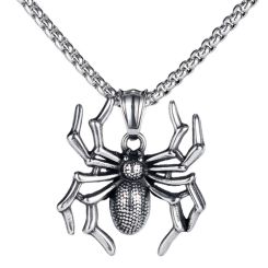 ***COI Titanium Black Silver Spider Pendant-00251AA