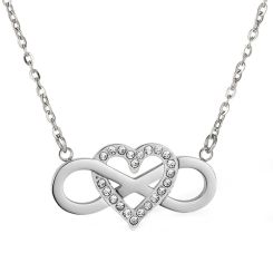 ***COI Titanium Gold Tone/Silver Infinity Heart Cubic Zirconia Necklace(Length: 19.68 inches)-00252AA