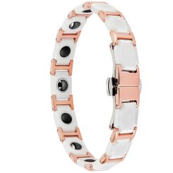 ***COI Rose Titanium White Ceramic Bracelet With Steel Clasp(Length: 8.46 inches)-00262AA