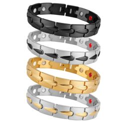 ***COI Titanium Black/Gold Tone/Black Silver/Gold Tone Silver Bracelet With Steel Clasp(Length: 8.27 inches)-00264AA