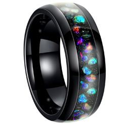 ***COI Black Titanium Abalone Shell & Meteorite Dome Court Ring-00268AA