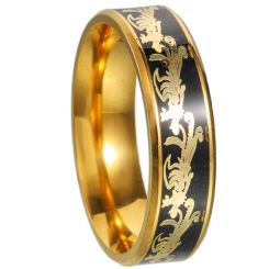 ***COI Titanium Gold Tone Black Phoenix Ring-00289AA
