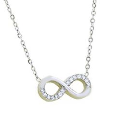 ***COI Titanium Gold Tone/Silver Infinity Necklace With Cubic Zirconia(Length:19.68 inches)-00295AA