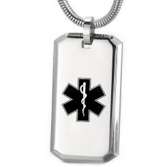 ***COI Titanium Black/Gold Tone/Silver Medical Alert Pendant-00296AA