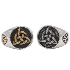***COI Titanium Black Silver/Black Gold Tone Silver Trinity Knots Ring-00302AA