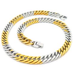 ***COI Titanium Gold Tone Silver Necklace(Length: 23.62 inches)-00315AA
