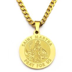 ***COI Titanium Gold Tone/Silver St Martha Pray For Us Pendant-00319AA