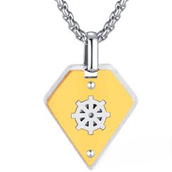 ***COI Titanium Gold Tone Silver Anchor Tag Pendant-00335AA