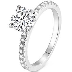 ***COI Sterling Silver 925 Solitaire Ring With Cubic Zirconia-00345AA
