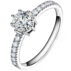 ***COI Sterling Silver 925 Solitaire Ring With Cubic Zirconia-00349AA