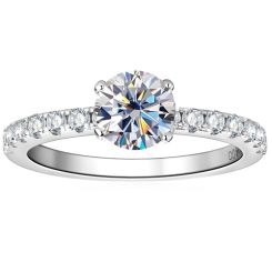 ***COI Sterling Silver 925 Solitaire Ring With Moissanite-00358AA