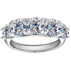 ***COI Sterling Silver 925 Five Stones Ring With Moissanite-00362AA