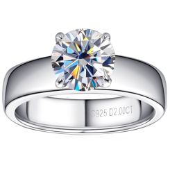 ***COI Sterling Silver 925 Solitaire Ring With Moissanite-00371AA