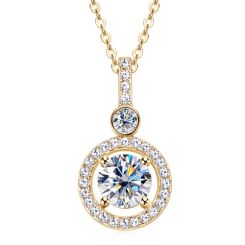 ***COI Sterling Silver 925 Gold Tone/Silver Pendant With Moissanite-00372AA