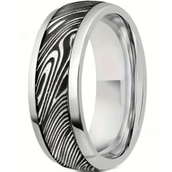***COI Titanium Black Rose/Gold Tone/Silver Damascus Ring-00387AA