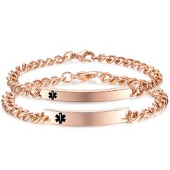 ***COI Titanium Rose/Silver Medical Alert Bracelet With Steel Clasp(Length: 8.27 inches)-00394AA