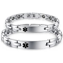 ***COI Titanium Medical Alert Bracelet With Steel Clasp(Length: 7.87 inches)-00395AA