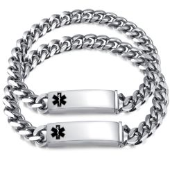 ***COI Titanium Medical Alert Bracelet With Steel Clasp(Length: 7.87 inches)-00396AA