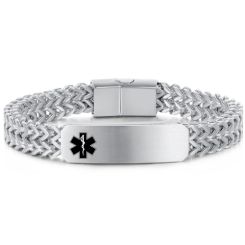 ***COI Titanium Black/Gold Tone/Silver Medical Alert Bracelet With Steel Clasp(Length: 8.66 inches)-00397AA