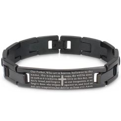***COI Black Titanium Cross Prayer Bracelet With Steel Clasp(Length: 8.27 inches)-00405AA
