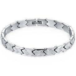 ***COI Titanium Black/Gold Tone/Silver Bracelet With Steel Clasp(Length: 8.27 inches)-00409AA