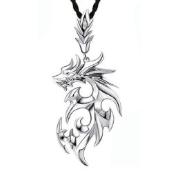 ***COI Titanium Black/Silver Dragon Pendant-00418AA