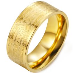 ***COI Gold Tone Titanium Masonic Freemason Ring-00421AA