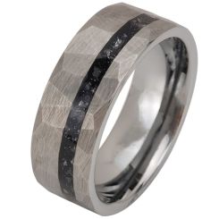 ***COI Tungsten Carbide Meteorite & Hammered Ring-00438AA
