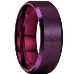 ***COI Purple Tungsten Carbide Beveled Edges Ring-00442AA