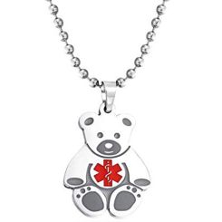 ***COI Titanium Medical Alert Bear Pendant-00452AA