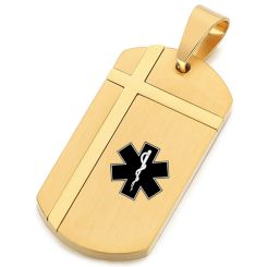 ***COI Titanium Black/Gold Tone/Silver Medical Alert Tag Pendant-00453AA