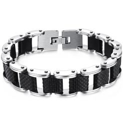 ***COI Titanium Black Rubber Bracelet With Steel Clasp(Length: 8.27 inches)-00464AA