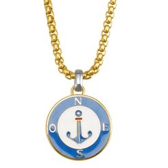 ***COI Titanium Gold Tone Silver Anchor Necklace(Length: 23.62 inches)-00470AA
