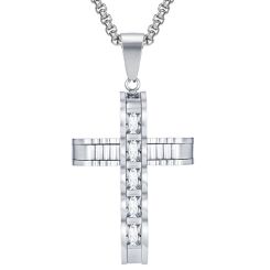 ***COI Titanium Cross Pendant With Cubic Zirconia-00472AA