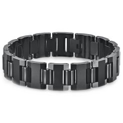 ***COI Black Titanium Bracelet With Steel Clasp(Length: 8.27 inches)-00477AA
