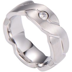 ***COI Tungsten Carbide Ring With Cubic Zirconia-00498AA