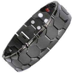 ***COI Titanium Black/Gold Tone/Silver Bracelet With Steel Clasp(Length: 8.27 inches)-00501AA