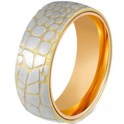 ***COI Tungsten Carbide Rose/Gold Tone Silver Snake Skin Ring-00524AA