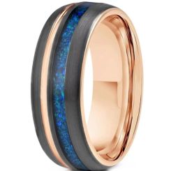 ***COI Tungsten Carbide Black Rose Ring With Crushed Opal-00527AA