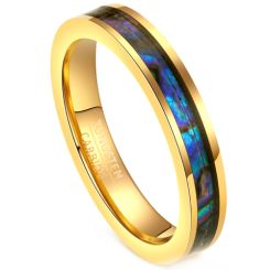***COI Gold Tone Tungsten Carbide Ring With Abalone Shell-00539AA
