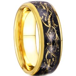 ***COI Gold Tone Tungsten Carbide Dome Court Ring With Gold Foil & Meteorite-00541AA